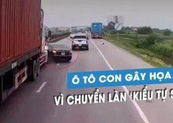 Chuyển làn 'kiểu tự sát' trước đầu xe container, ô tô con lãnh hậu quả nặng
