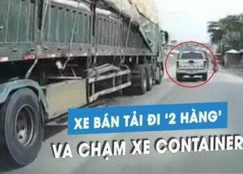 Ô tô bán tải đi '2 hàng', gây tai nạn với xe container trên quốc lộ