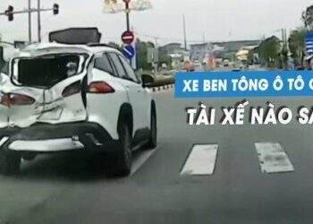 'Rùng rợn' ô tô con dừng đèn vàng bị xe ben tông văng: Tài xế nào sai?