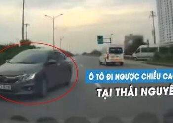 Ô tô con lại chạy ngược chiều trên cao tốc Thái Nguyên