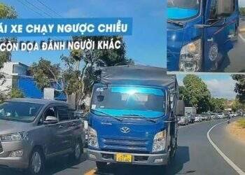 Lái xe tải chạy ngược chiều, tài xế còn chửi bới đòi hành hung người khác