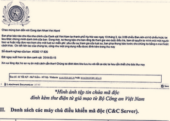 Khẩn cấp theo dõi, ngăn chặn mã độc GandCrab 5.2 giả mạo Bộ Công an