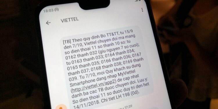 Bắt đầu chuyển số điện thoại thành 10 số