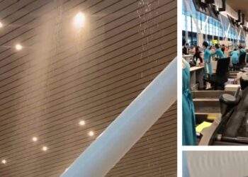 Nhà ga T3 Tân Sơn Nhất bị dột, nước dội xuống sàn