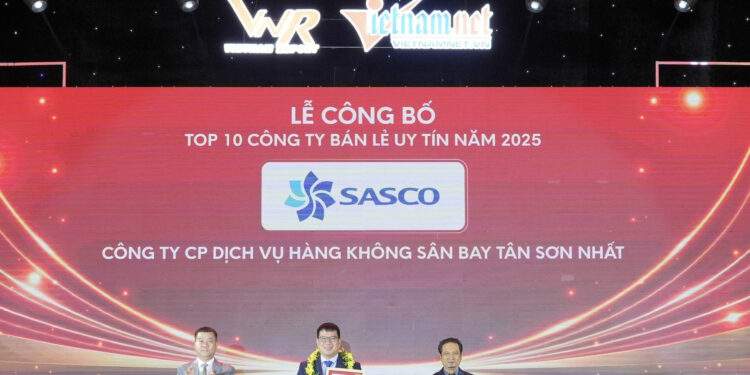 SASCO nhận danh hiệu Top 10 công ty uy tín ngành Bán lẻ Việt Nam 2025