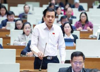 Đại biểu Trần Anh Tuấn, Đoàn Đại biểu Quốc hội Thành phố Hồ Chí Minh, phát biểu tại phiên thảo luận. 