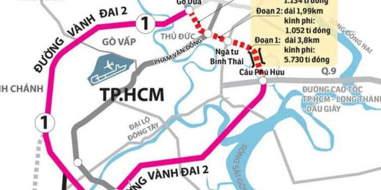 Sơ đồ lộ trình và hướng tuyến đường Vành đai 2 TP.Hồ Chí Minh