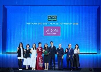 AEON Việt Nam trở thành doanh nghiệp bán lẻ đầu tiên vào Top 10 Nơi Làm Việc tốt nhất Việt Nam. Ảnh: AEON Việt Nam.