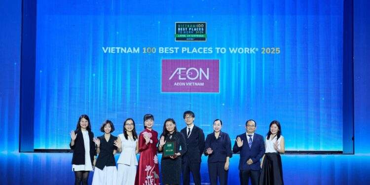 AEON Việt Nam trở thành doanh nghiệp bán lẻ đầu tiên vào Top 10 Nơi Làm Việc tốt nhất Việt Nam. Ảnh: AEON Việt Nam.