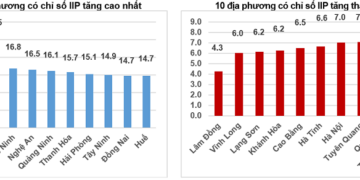 Tốc độ tăng, giảm IIP mười một tháng năm 2025 so với cùng kỳ năm trước của một số địa phương (%). Nguồn: Cục Thống kê.