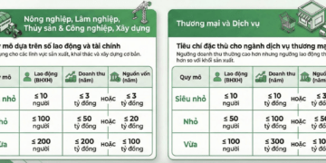 Tiêu chí xác định doanh nghiệp nhỏ và doanh nghiệp vừa tuỳ theo từng lĩnh vực. Nguồn: Thuế cơ sở 1 TP.Đà Nẵng.