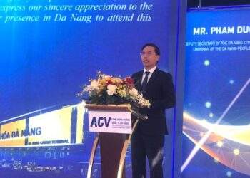 Chủ tịch UBND thành phố Đà Nẵng Phạm Đức Ấn, phát biểu tại lễ khởi công. Ảnh Ngô Anh Văn