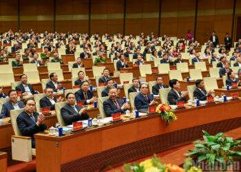 Tổng Bí thư Tô Lâm cùng các đồng chí lãnh đạo, nguyên lãnh đạo Đảng, Nhà nước và các đại biểu dự hội nghị. (Ảnh: DUY LINH)