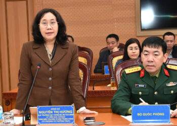 Bà Nguyễn Thị Hương, Cục trưởng Cục Thống kê báo cáo tại cuộc họp.