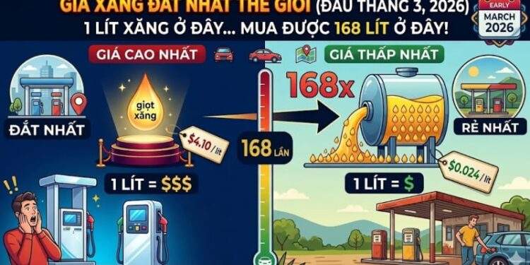 Giá xăng dầu ở đâu đắt nhất thế giới, giá 1 lít xăng ở đây mua được 168 lít ở nơi khác?