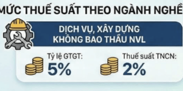 Mức thuế suất theo ngành nghề. Nguồn: Thuế cơ sở 4 tỉnh Gia Lai