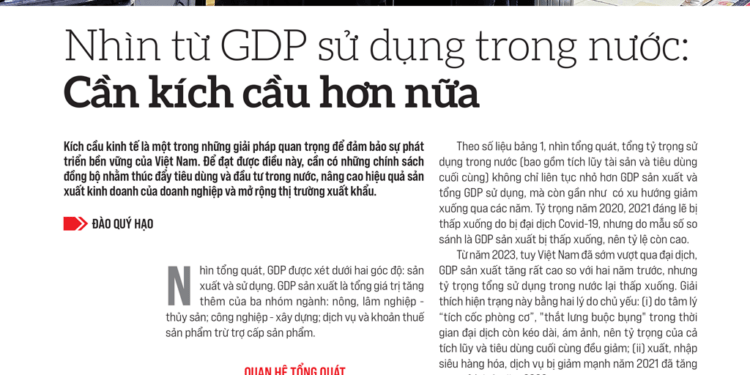 Nhìn từ GDP sử dụng trong nước: Cần kích cầu hơn nữa  - Ảnh 1