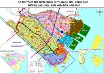 Sơ đồ tổng thể điều chỉnh quy hoạch tỉnh Vĩnh Long. Ảnh: Hoàng Lộc