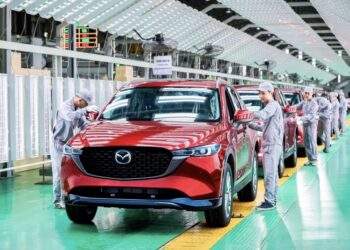 Phân xưởng lắp ráp ô tô của THACO tại Khu kinh tế mở Chu Lai.