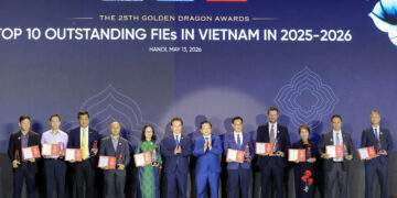 TOP 10 doanh nghiệp FDI tiêu biểu 2025 - 2026 gồm: Tập đoàn Samsung Việt Nam; Công ty Cổ phần Phát triển Đô thị và Khu công nghiệp Việt Nam Singapore (VSIP JSC); Công ty TNHH Intel Products Việt Nam; Qualcomm Việt Nam; Deloitte Việt Nam; Công ty TNHH SCG Việt Nam; Heineken Việt Nam; Công ty TNHH LEGO Manufacturing Việt Nam; Ngân hàng TNHH Một Thành viên United Overseas Bank (Việt Nam); Grab Việt Nam.