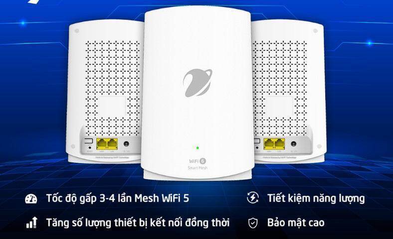 Wifi Mesh 6 của VNPT sở hữu tốc độ kết nối internet đến 3Gbps, 2 băng tần 2,4Ghz và 5GHz Wifi Mesh 6 của VNPT sở hữu tốc độ kết nối internet đến 3Gbps, 2 băng tần 2,4Ghz và 5GHz